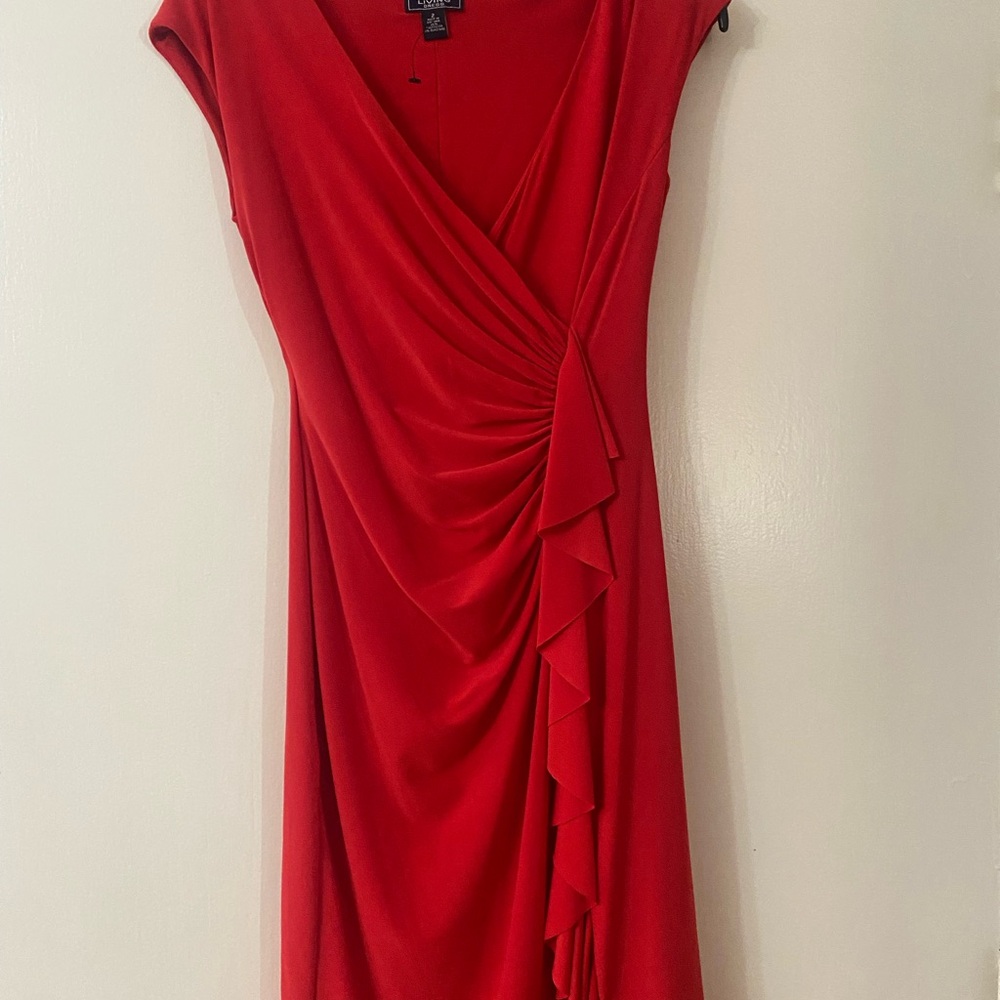 Elegant Red Draped Dress